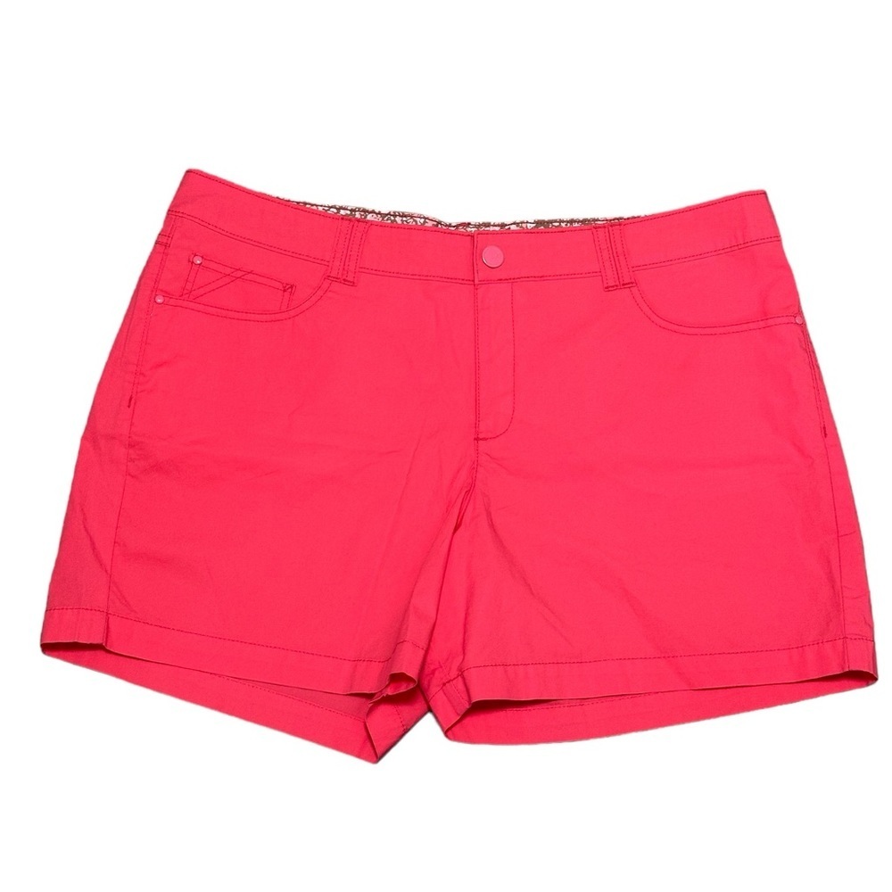 Women's Lee 18 XL 1X Shorts Chino Khakis Pink Button Elastic Waist Stretch NWOT - Picture 3 of 9